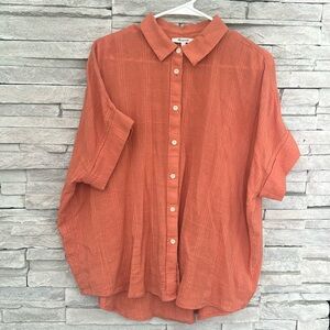 Madewell Courier Pintuck-Back Shirt in Textured Windowpane Size Large